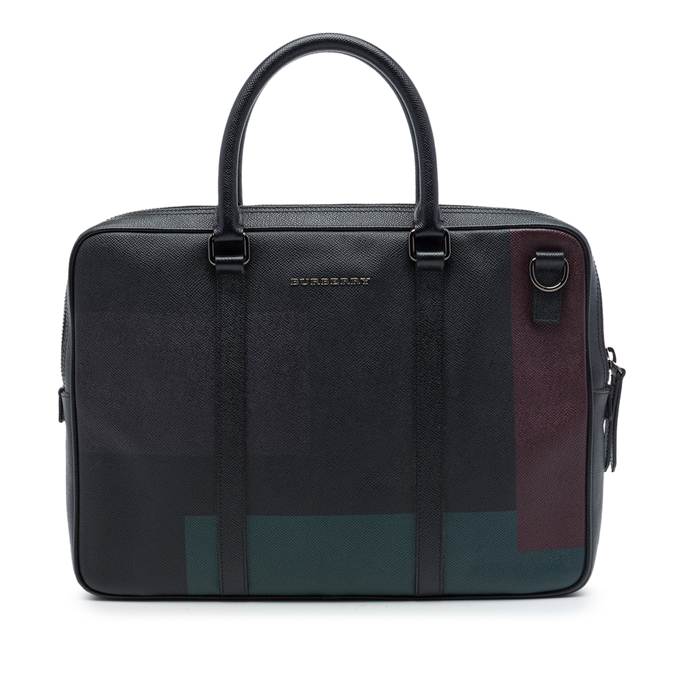 Pre-Loved Burberry Grained Calfskin Colorblock Newburg Business Bag
